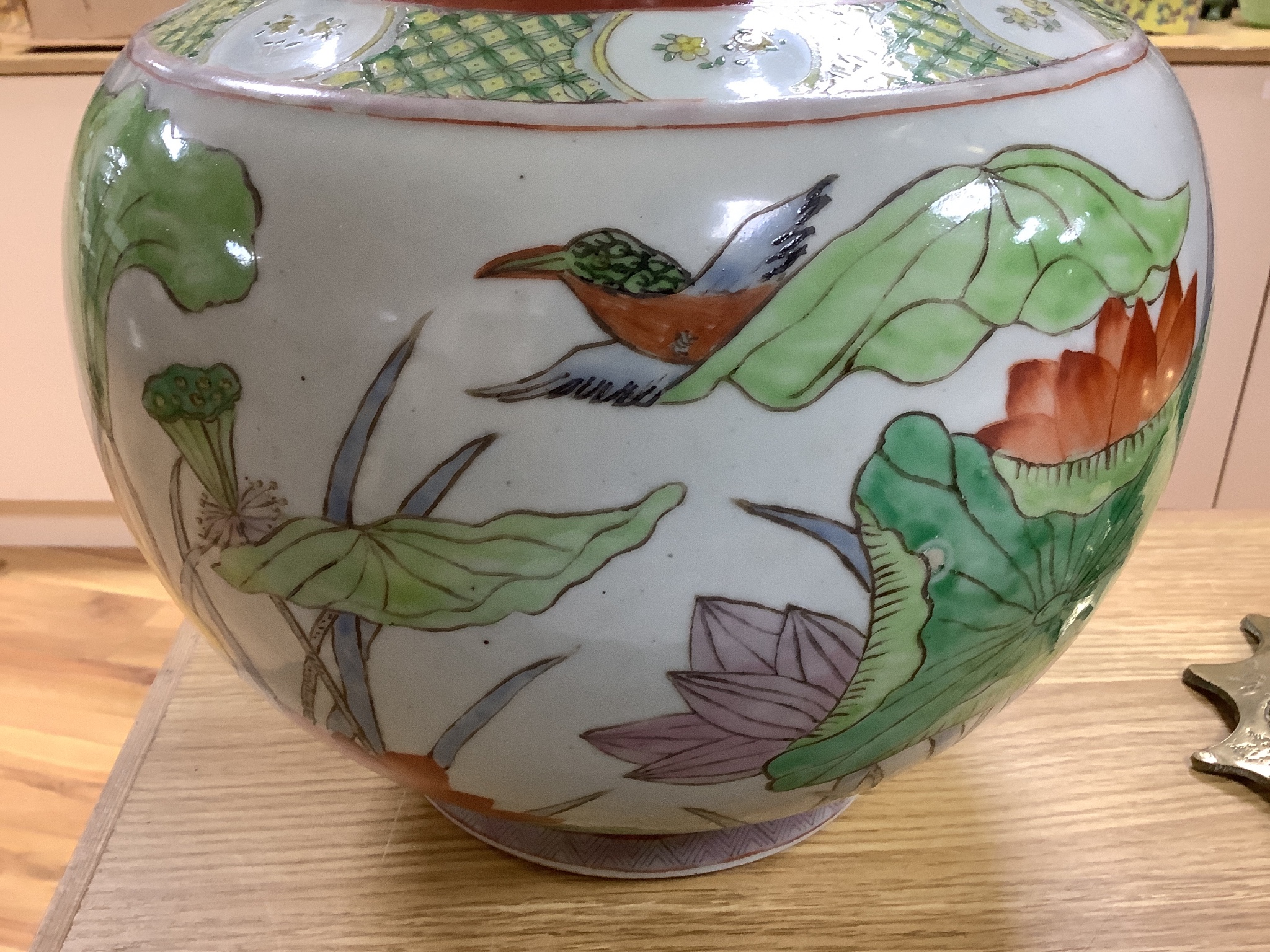 A large Chinese vase decorated with butterflies, height 44cm